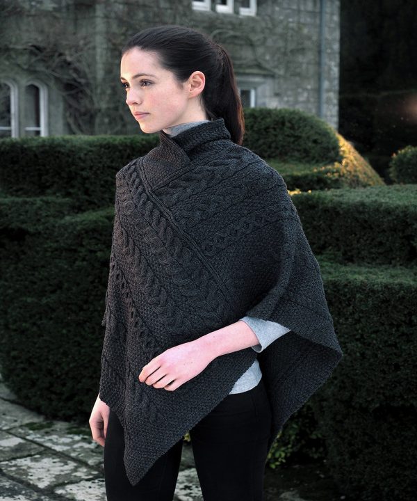 Aran Pattern Poncho Cape Aran Sweaters Irish Handcrafts -1