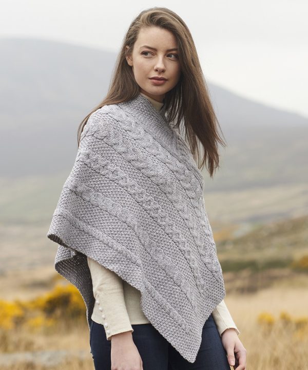 Aran Pattern Poncho Cape Aran Sweaters Irish Handcrafts -1