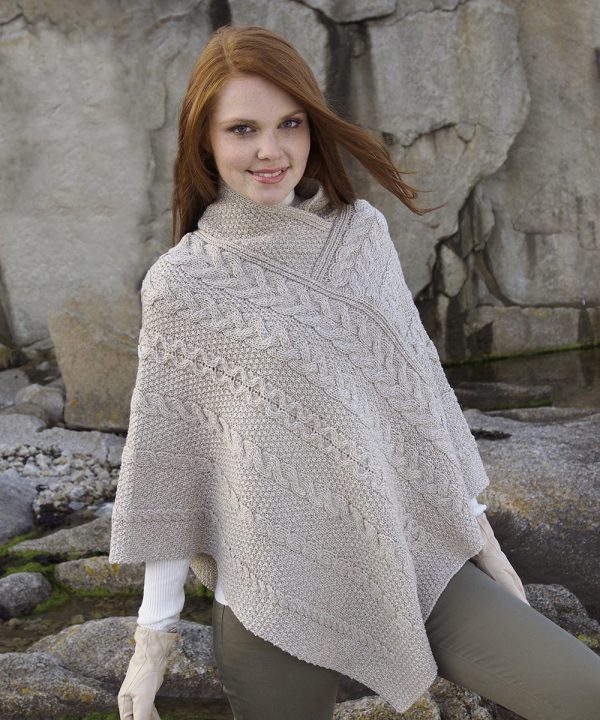 Aran Pattern Poncho Cape