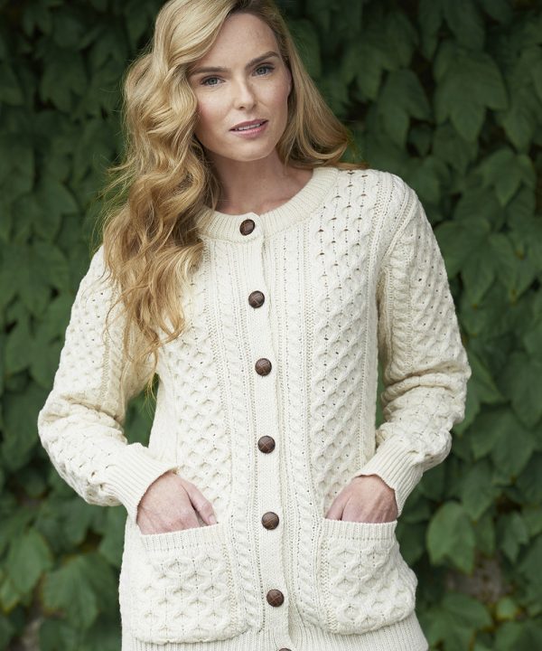 Traditional Irish Buttoned Knitted Aran Cardigan|Aran Cardigans|Irish Handcrafts 1