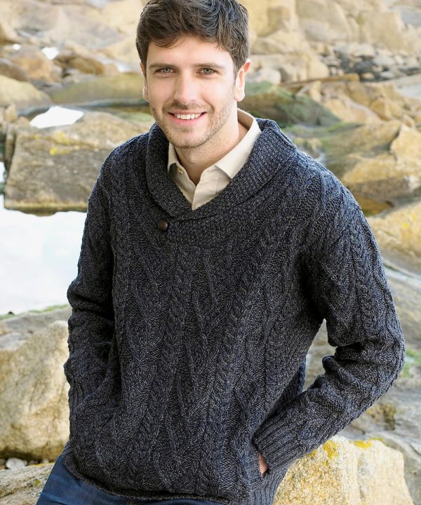 Shawl Collar Mans Traditional Aran Sweater|Aran Sweaters Men|Irish Handcrafts 3