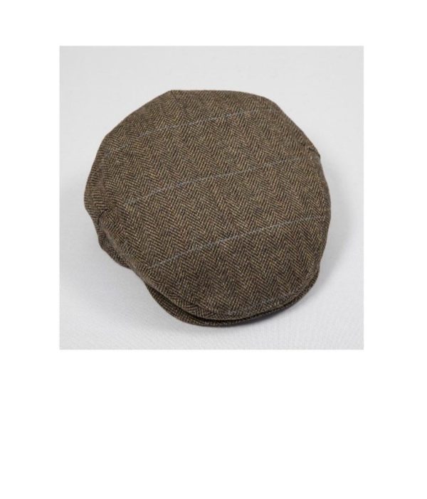 Tweed Cap Beige Brown Herringbone TCJ14