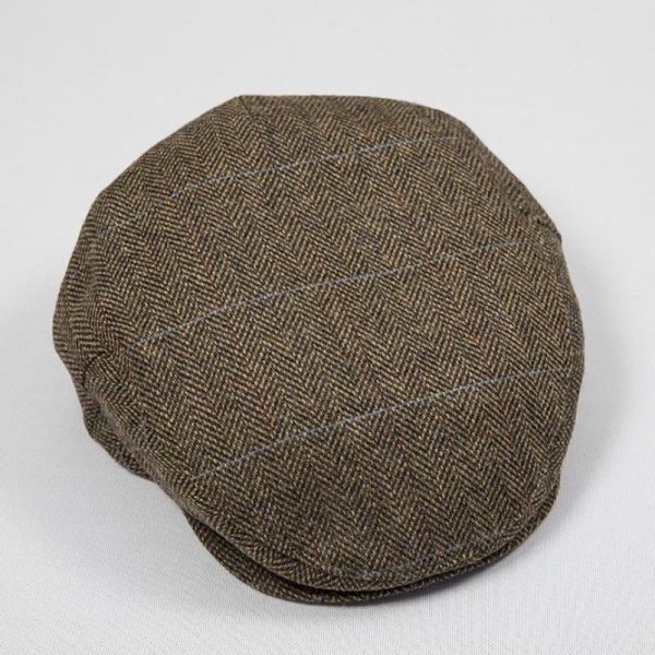 Tweed Cap Beige Brown Herringbone TCJ14|John Hanly Caps|Irish Handcrafts