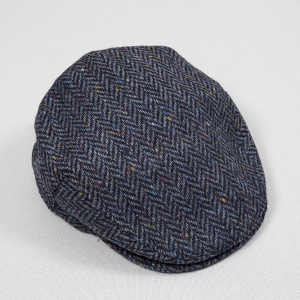 Tweed Cap Blue Herringbone Donegal TCH27|JOHN HANLY|IRISH HANDCRAFTS