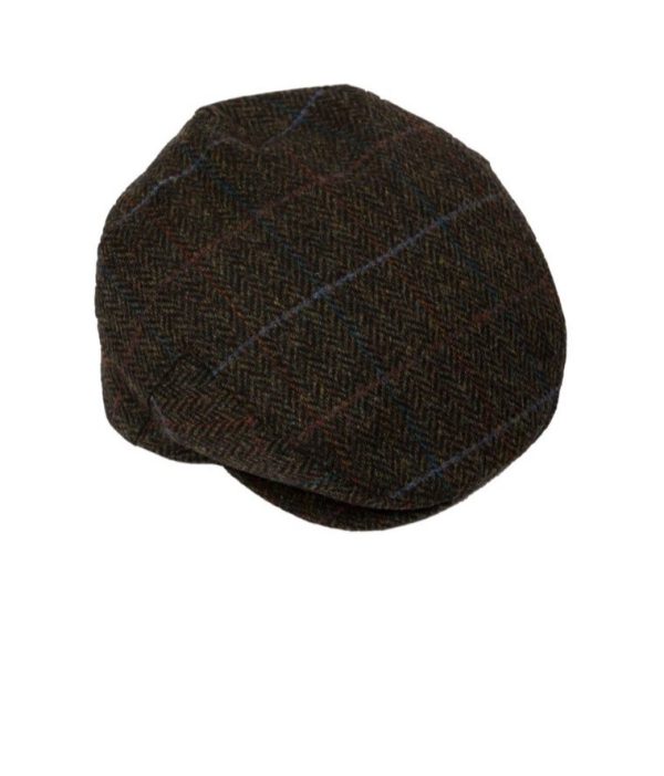 Tweed Cap Dark Brown Green Herringbone TCH58