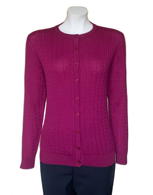 Castle Knitwear Cranberry Baby Cable Lumbar Cardigan|Castle Knitwear|Irish Handcrafts -2