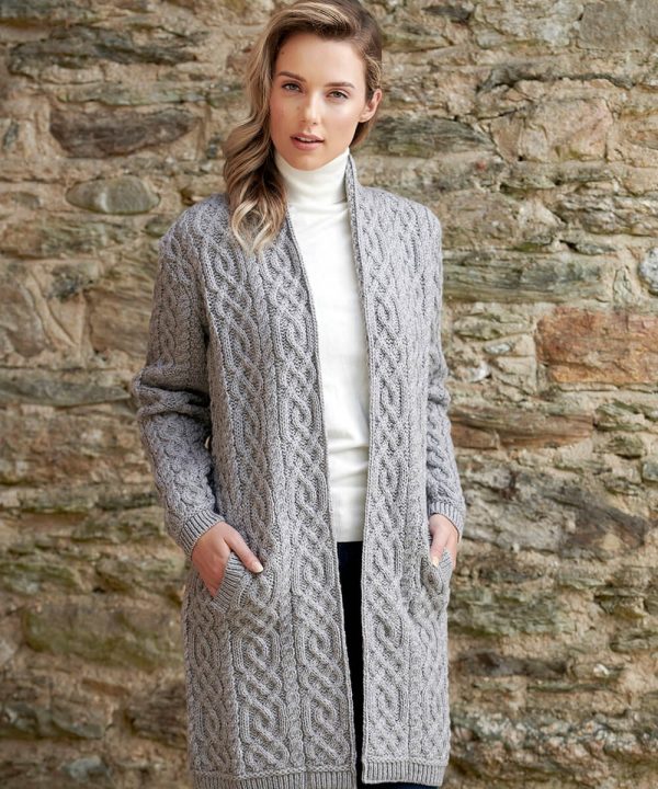 Aran Knit Edge To Edge Coat With Celtic Braid|Aran Cardigans|Irish Handcrafts -3