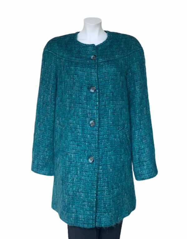 Donegal Design Turquoise Mohair Coat|Mohair Coats|Irish Handcrafts 1