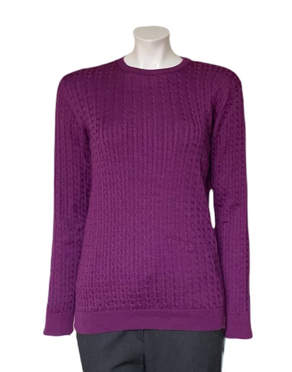 Castle Knitwear Magenta Baby Cable Crew Neck|Castle Knitwear|Irish Handcrafts 1